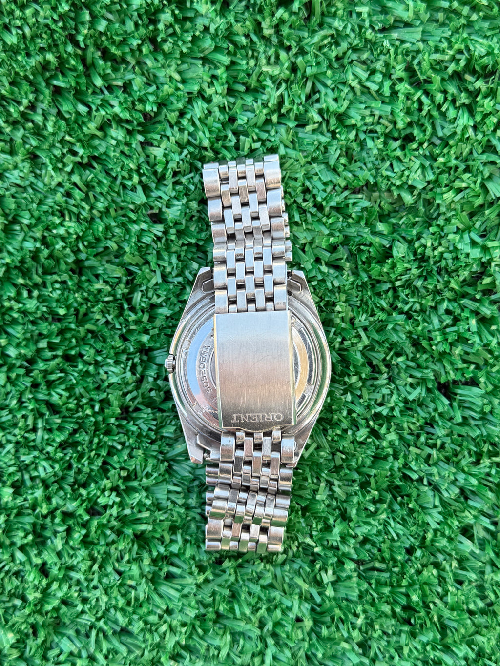 Orologio Vintage Orient Automatico 21 Jewels – Quadrante Grigio e Bracciale in Acciaio