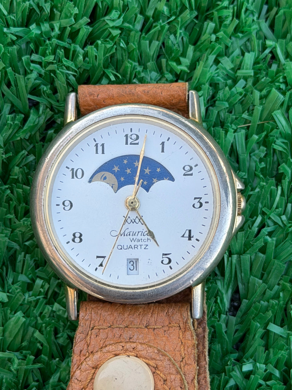 Orologio Vintage "Maurice" con Fasi Lunari - Movimento al Quarzo e Cinturino in Pelle